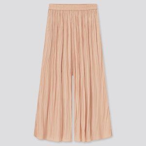 Uniqlo - Washer Pastel Orange Satin Skirt Pant Wide Leg Pull On - Size XS